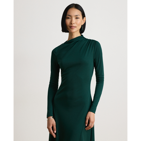 Asymmetrical Stretch Jersey Midi Dress