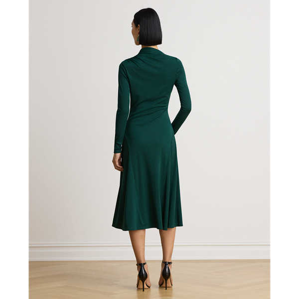 Asymmetrical Stretch Jersey Midi Dress
