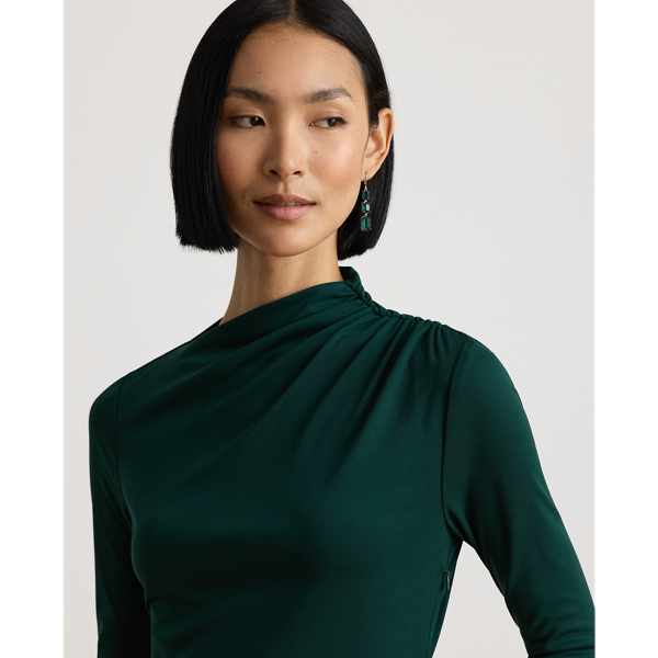 Asymmetrical Stretch Jersey Midi Dress
