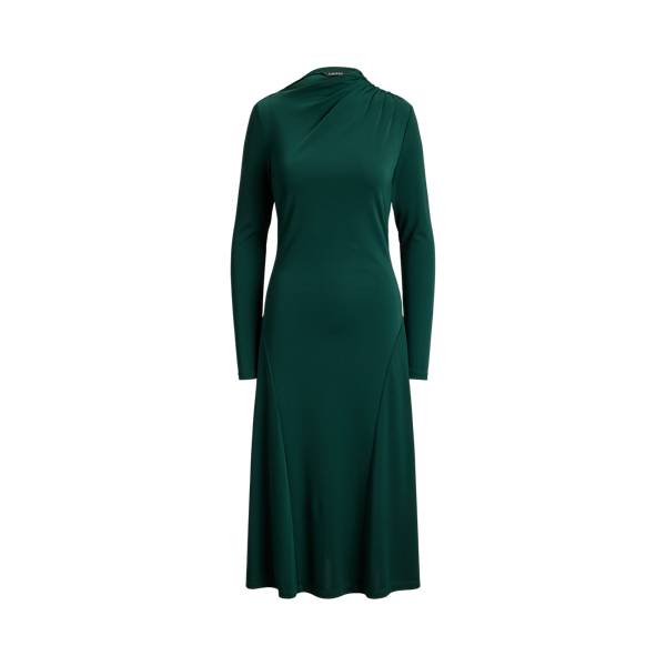 Asymmetrical Stretch Jersey Midi Dress