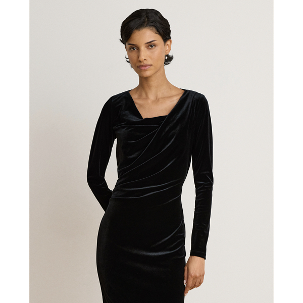 Long-Sleeve Velvet Dress