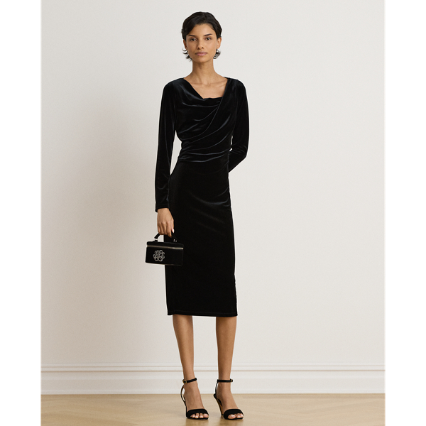 Long-Sleeve Velvet Dress