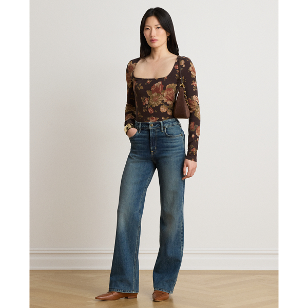 Floral Cotton Jersey Square-Neck Top