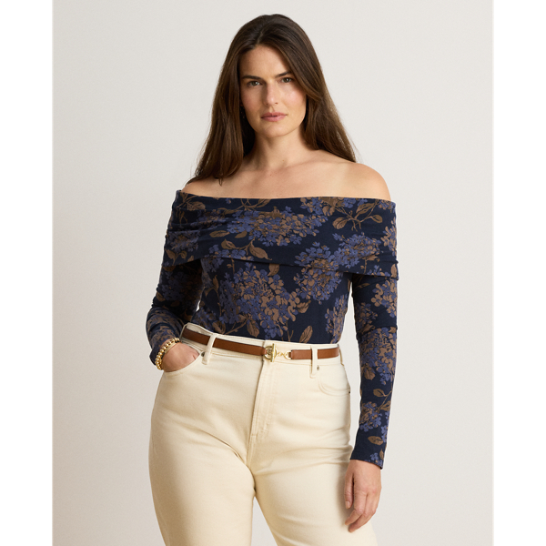 Floral Jersey Off-the-Shoulder Top