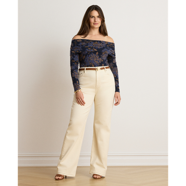 Floral Jersey Off-the-Shoulder Top