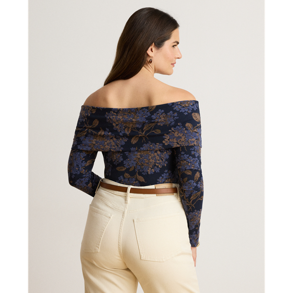 Floral Jersey Off-the-Shoulder Top