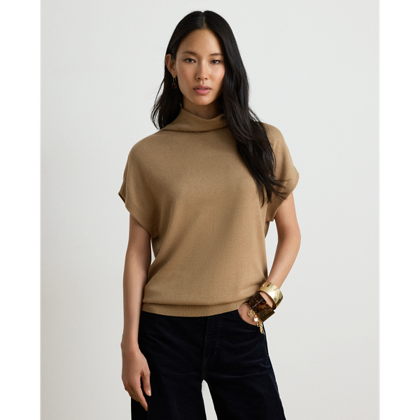 Cotton & Modal Mock Neck Cap Sleeve Jumper