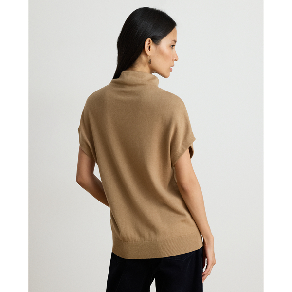 Cotton & Modal Mock Neck Cap Sleeve Jumper