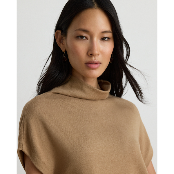 Cotton & Modal Mock Neck Cap Sleeve Jumper