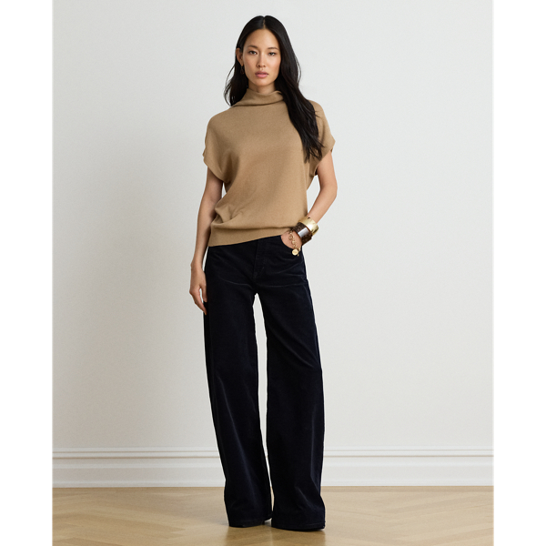 Cotton & Modal Mock Neck Cap Sleeve Jumper