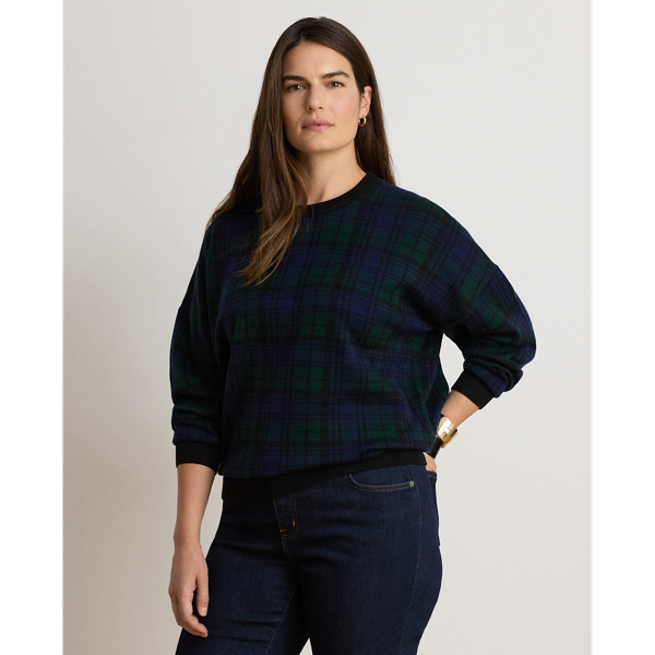 Black Watch Plaid Wool Crewneck Sweater