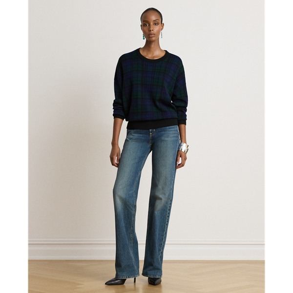Black Watch Plaid Wool Crewneck Jumper