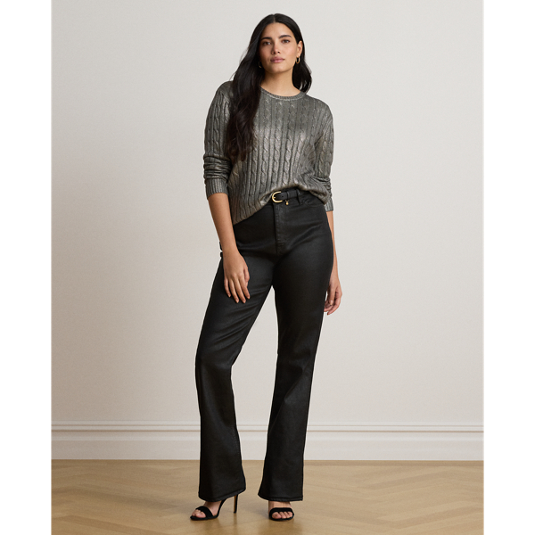 Metallic Cable-Knit Cotton-Blend Sweater