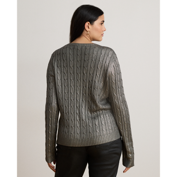Metallic Cable-Knit Cotton-Blend Sweater