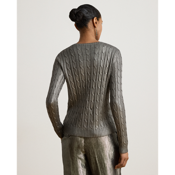 Metallic Cable-Knit Cotton-Blend Sweater