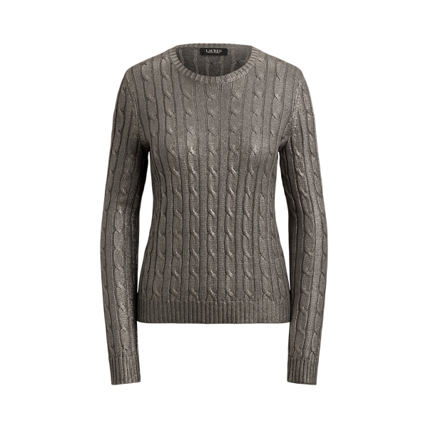 Metallic Cable-Knit Cotton-Blend Sweater