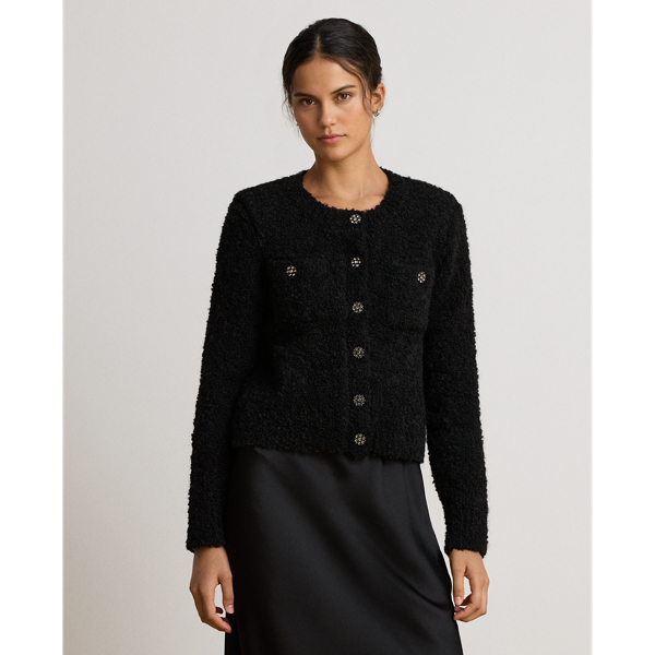 Boucl&eacute; Crewneck Sweater Jacket