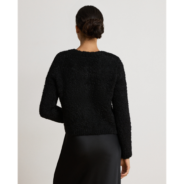 Boucl&eacute; Crewneck Sweater Jacket