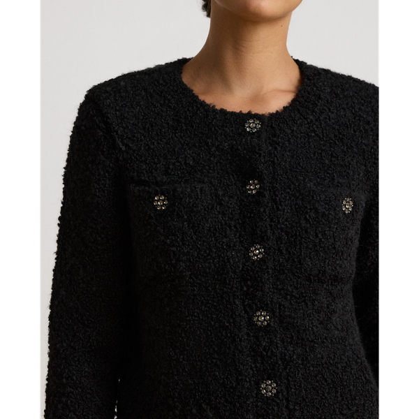 Boucl&eacute; Crewneck Sweater Jacket