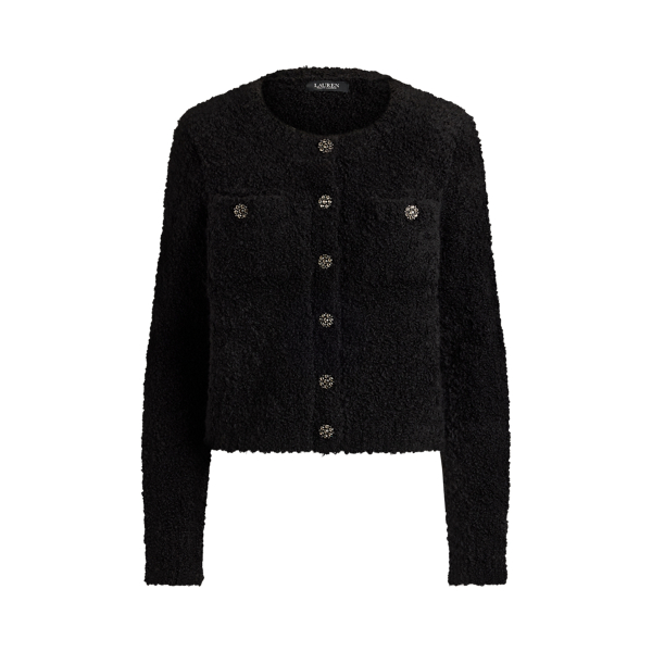 Boucl&eacute; Crewneck Sweater Jacket