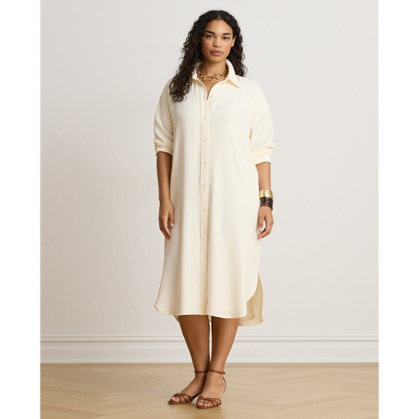 Mascarpone Cream Double-Faced Georgette Midi Shirtdress Lauren 7