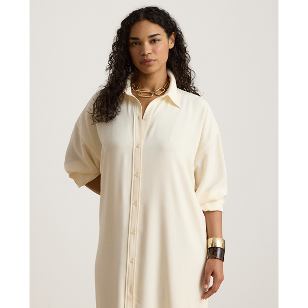 Mascarpone Cream Double-Faced Georgette Midi Shirtdress Lauren 8