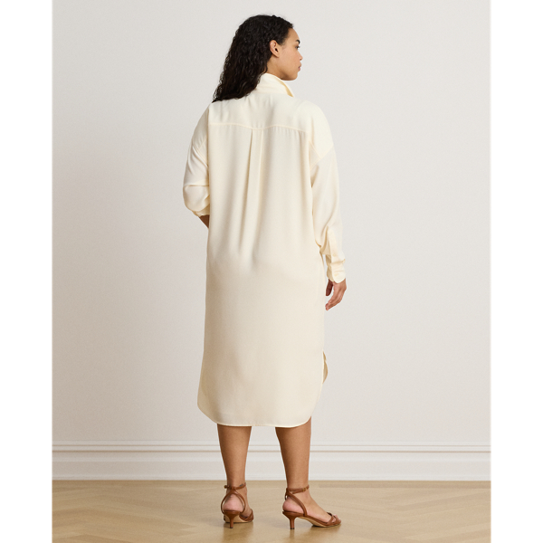 Mascarpone Cream Double-Faced Georgette Midi Shirtdress Lauren 9