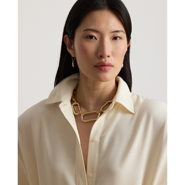 Mascarpone Cream Double-Faced Georgette Midi Shirtdress Lauren 6
