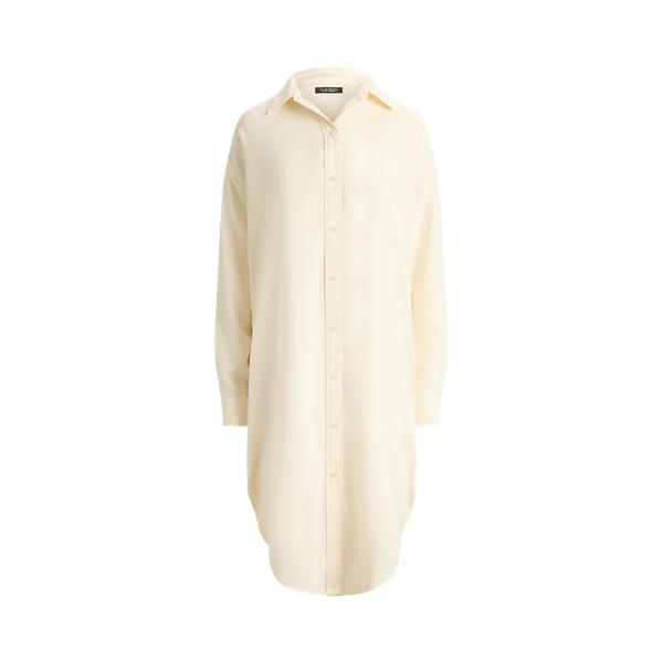 Mascarpone Cream Double-Faced Georgette Midi Shirtdress Lauren 2