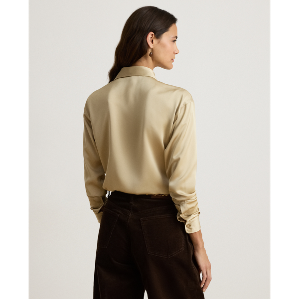Ranch Cream Relaxed Fit Satin Charmeuse Shirt Lauren 5