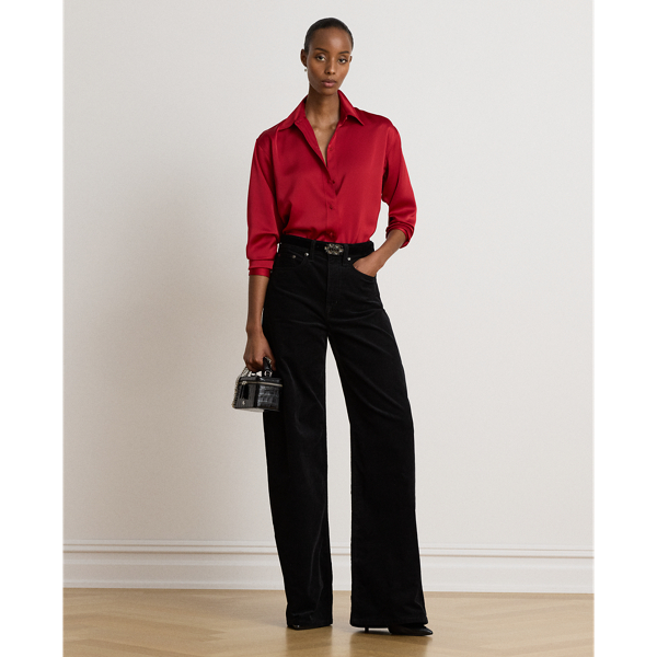Satin Charmeuse Relaxed-Fit Shirt