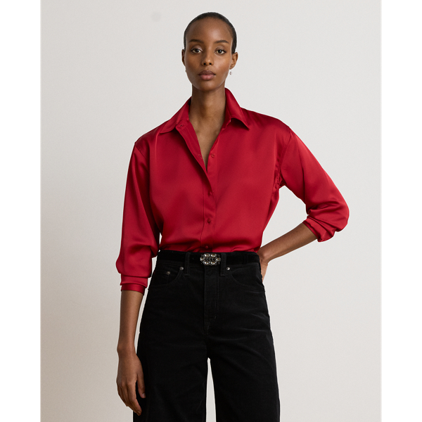 Satin Charmeuse Relaxed-Fit Shirt