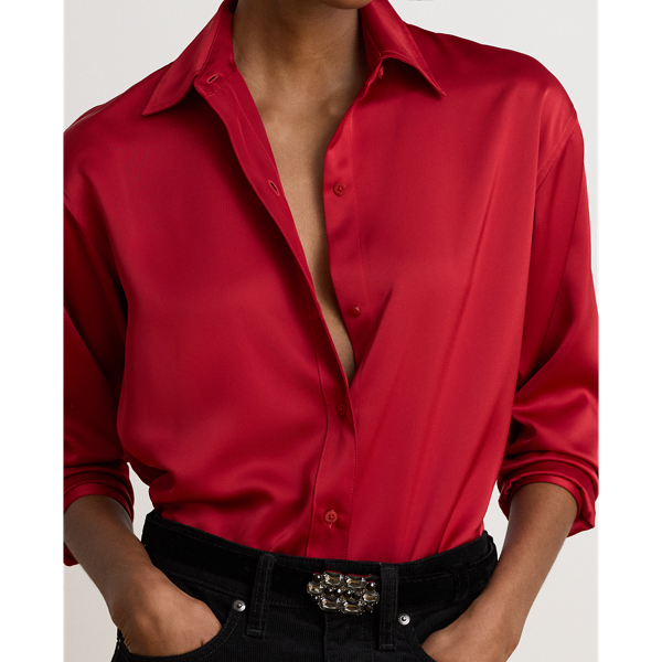 Satin Charmeuse Relaxed-Fit Shirt