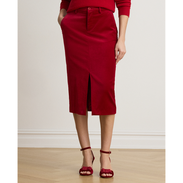 Stretch Velvet Pencil Skirt