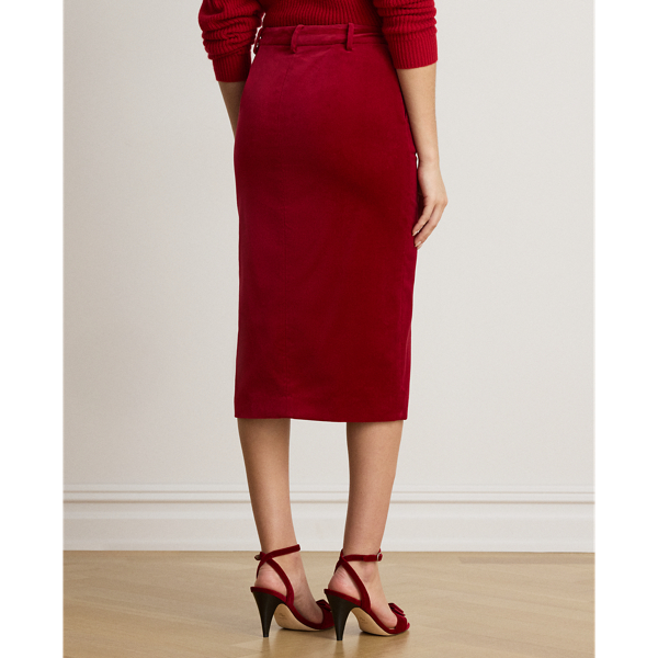 Stretch Velvet Pencil Skirt
