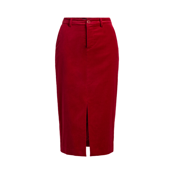 Stretch Velvet Pencil Skirt