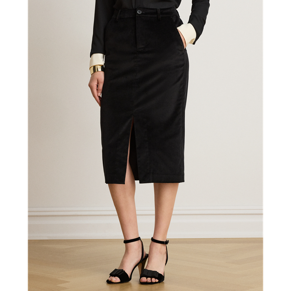 Stretch Velvet Pencil Skirt