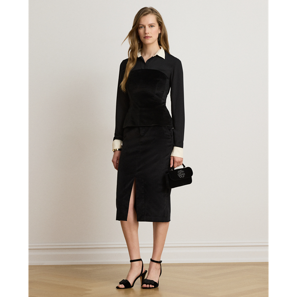 Stretch Velvet Pencil Skirt