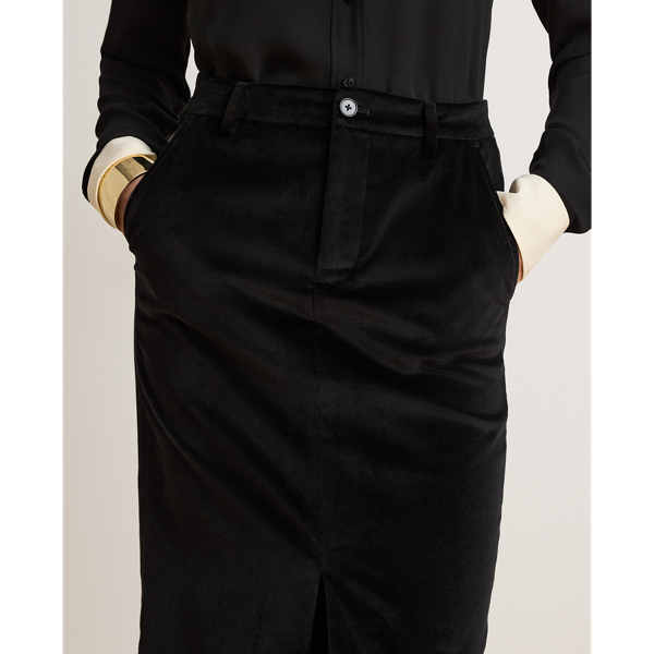 Stretch Velvet Pencil Skirt