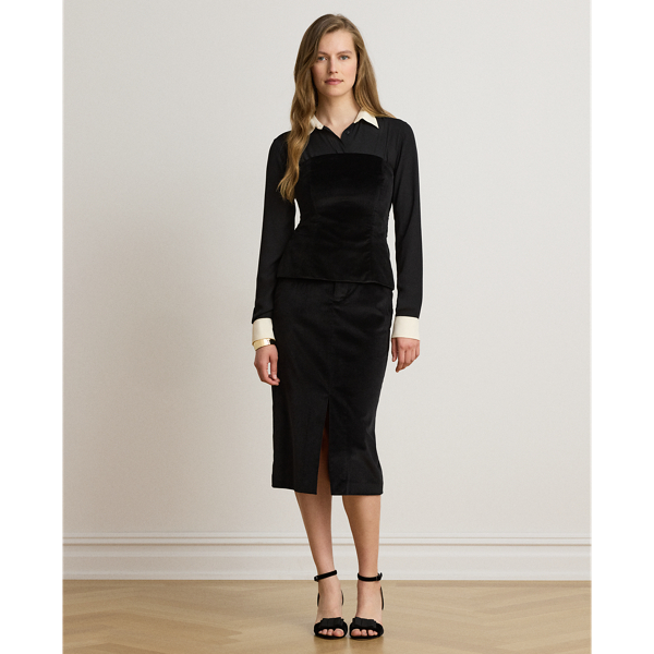 Stretch Velvet Pencil Skirt