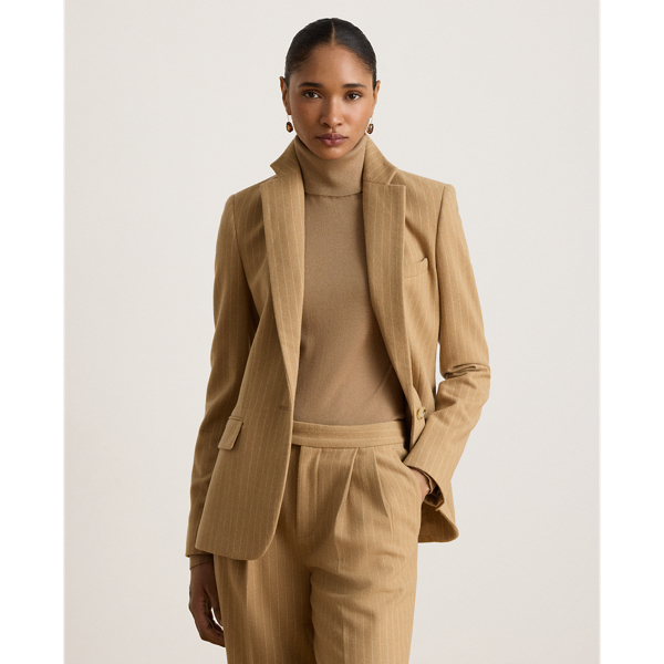 Pinstripe Wool-Blend Twill Blazer