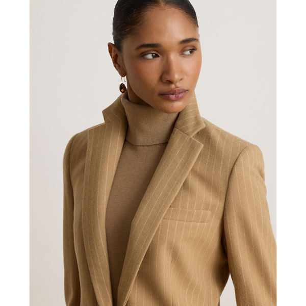 Pinstripe Wool-Blend Twill Blazer