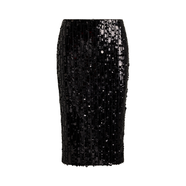 Sequined Mesh Midi Pencil Skirt