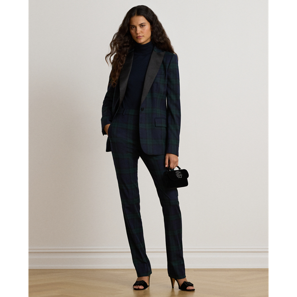 Black Watch blazer i twill med satinslag