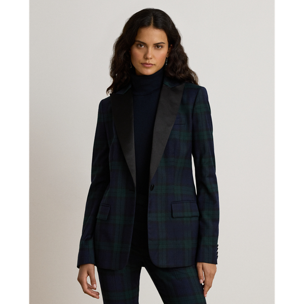 Black Watch blazer i twill med satinslag