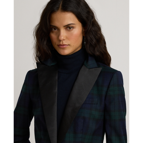 Black Watch blazer i twill med satinslag