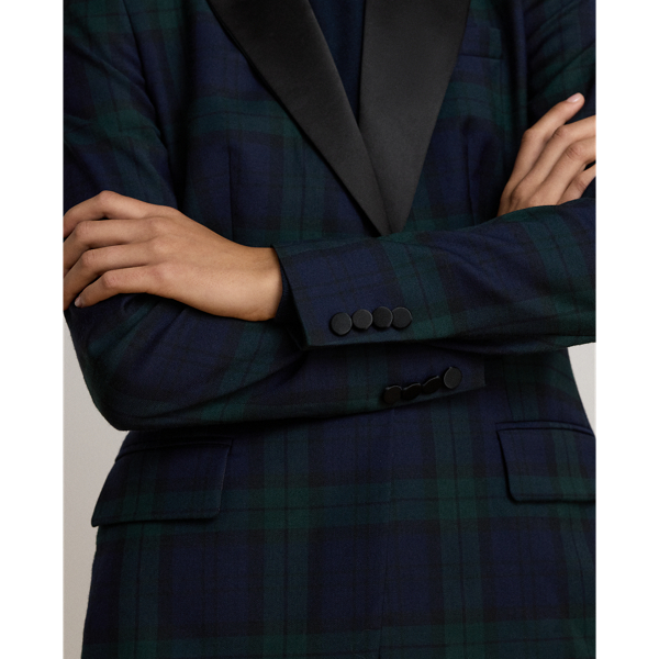 Black Watch blazer i twill med satinslag