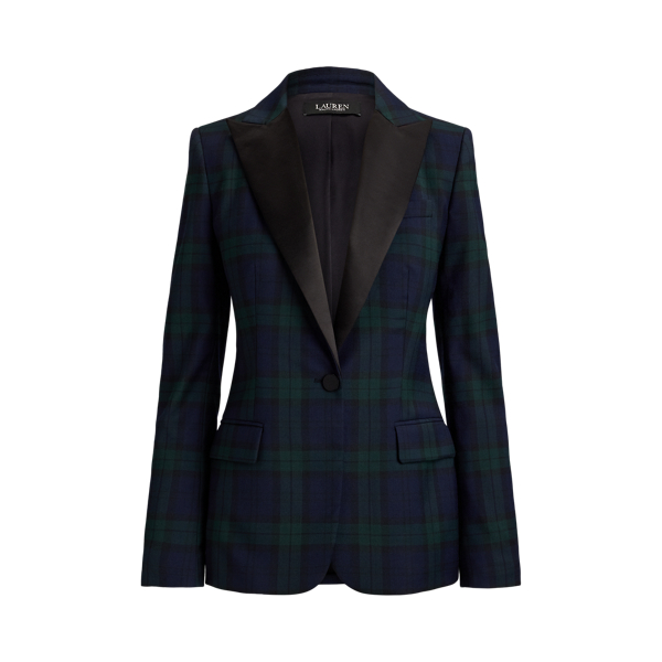 Black Watch blazer i twill med satinslag