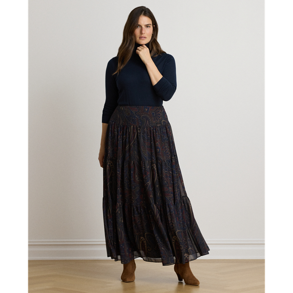 Paisley Georgette Tiered Maxiskirt
