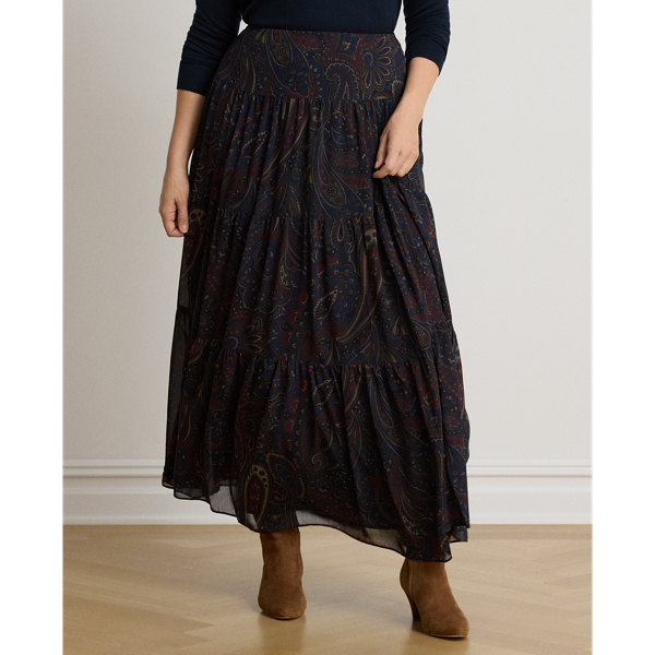 Paisley Georgette Tiered Maxiskirt